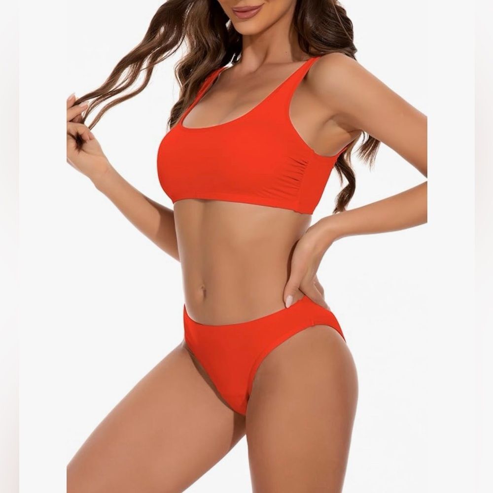 Beautikini Period Swimwear Two Piece Bikini Swimsuit Tangerine Orange S NWT - Picture 9 of 11